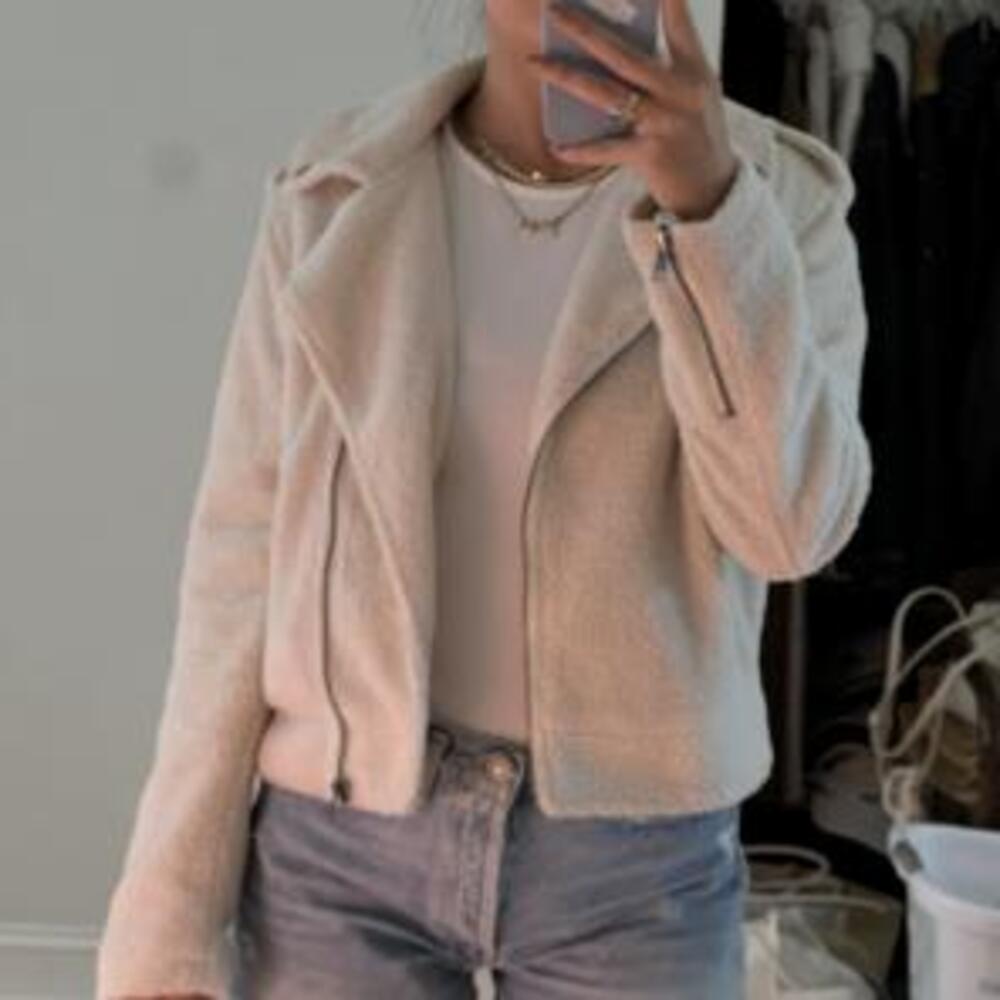 Ivory Teddy moto jacket